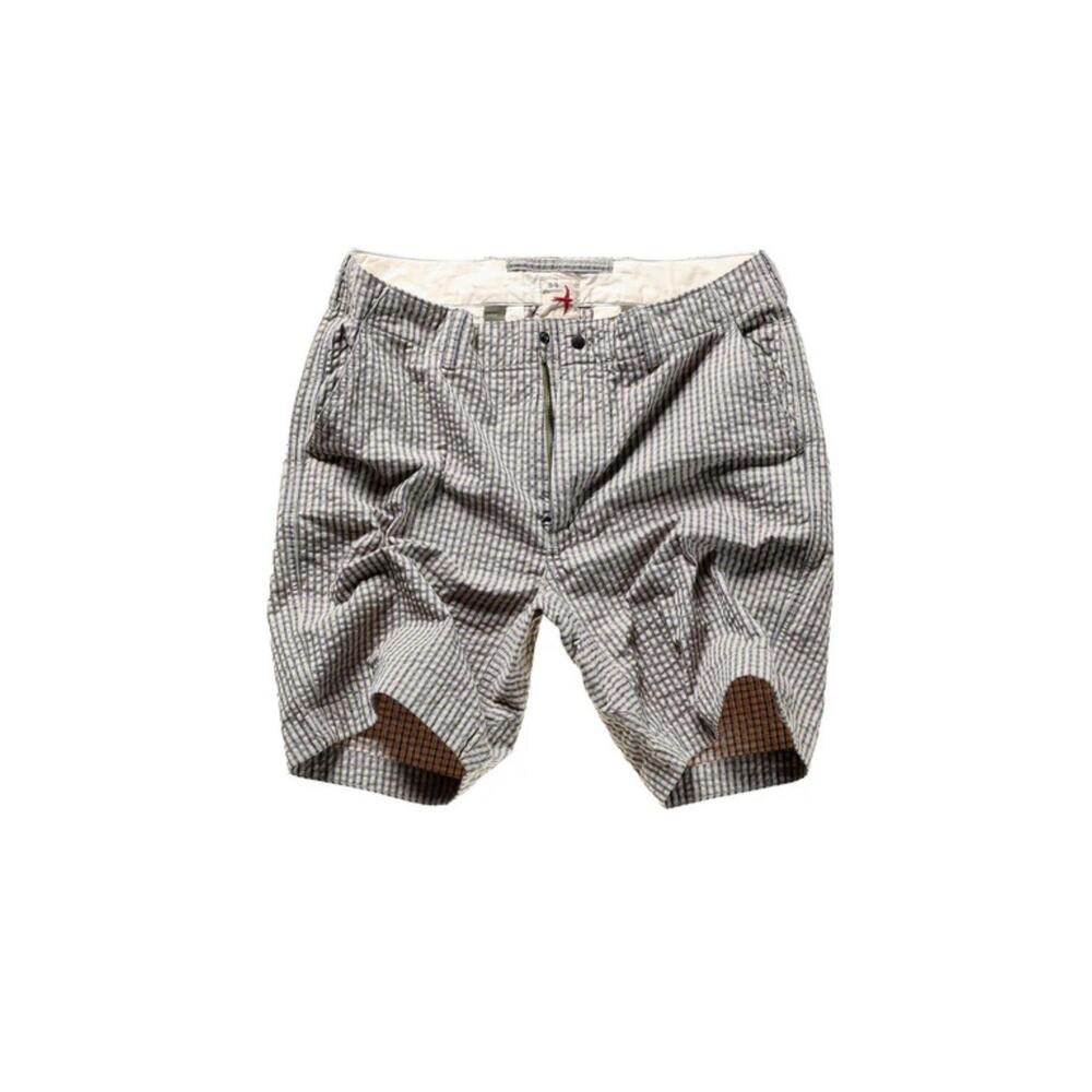 NEW RELWEN men's seersucker short in sand/grey